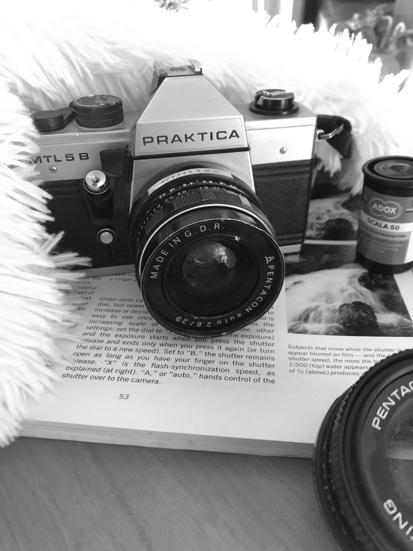 Praktica camera in black and white