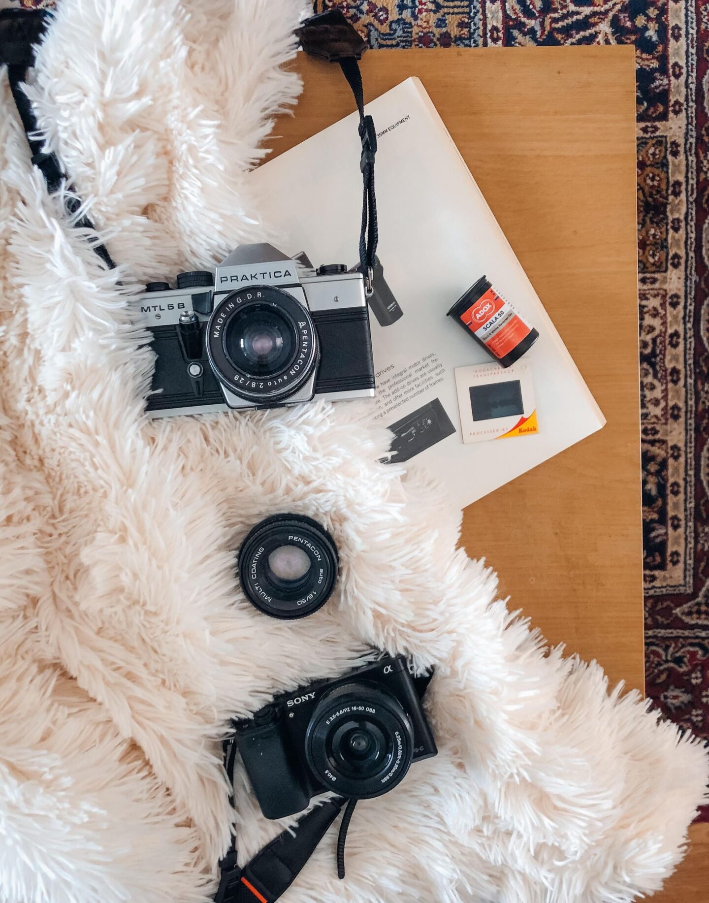 Flatlay of camera kit